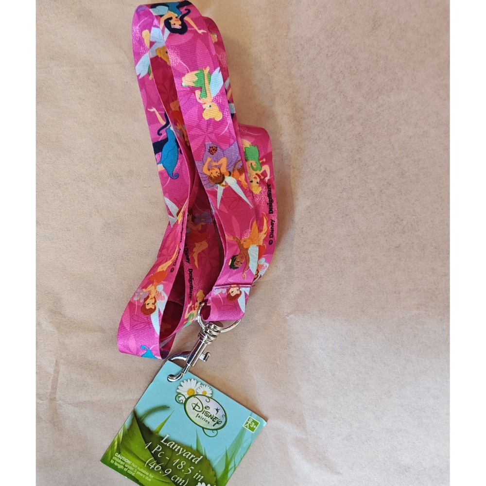 Disney Fairies Lanyard Kids Unisex OS Pink Tinker Bell Rosetta Graphic 18.5in